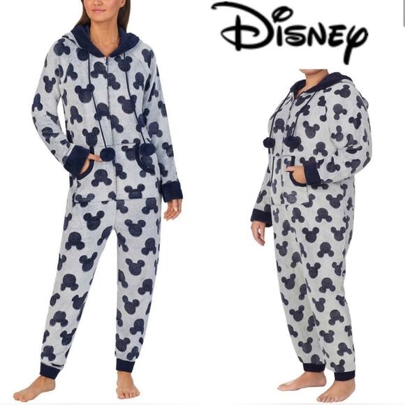 Disney Women's Mickey Mouse One Piece Hoodie Ears Pajamas 3X NWT - Picture 1 of 7